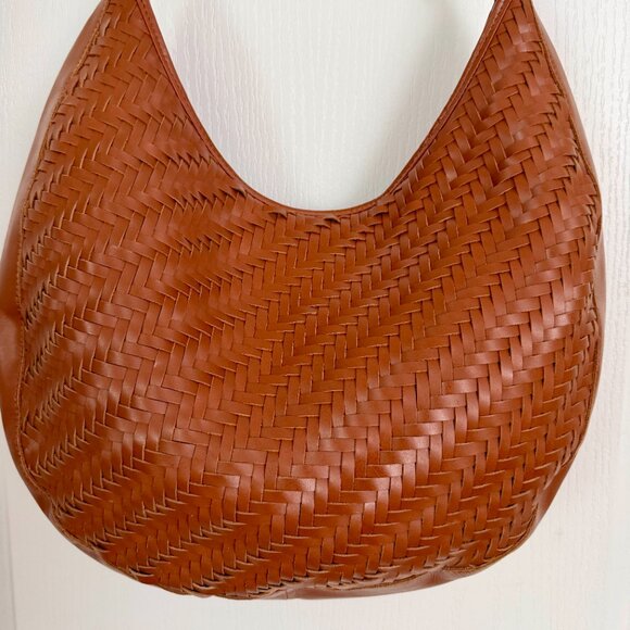 Bembien Bobbie Woven Leather Bag Sienna Cognac Brown - Picture 13 of 16